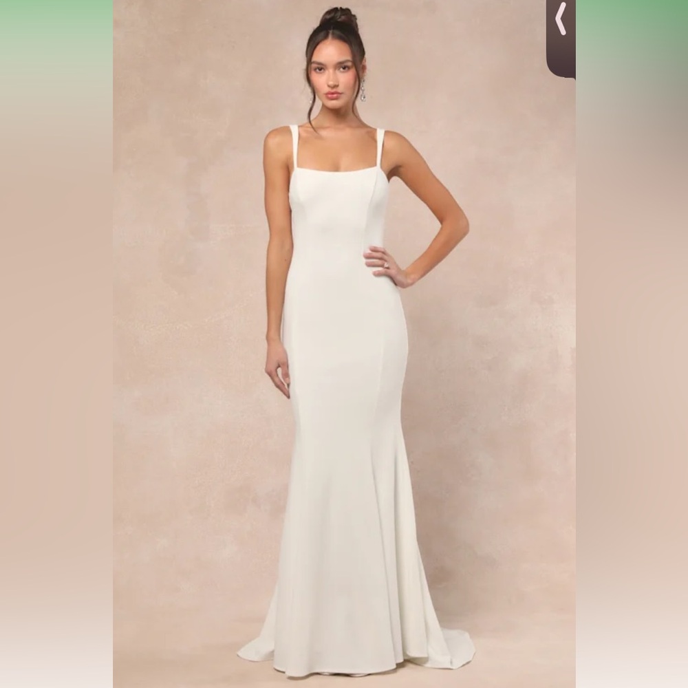 NWT Lulus Safine White Backless Mermaid Maxi Dress